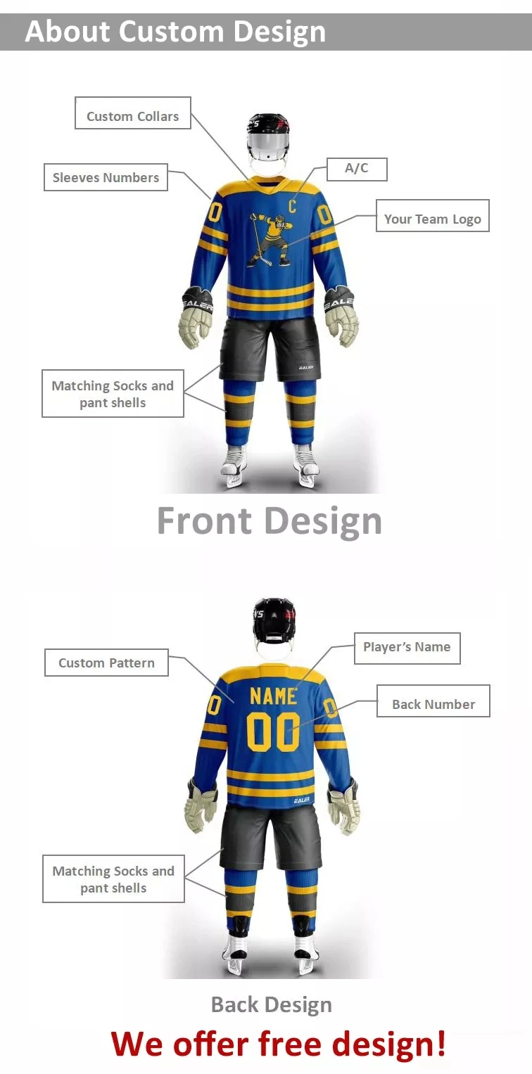 Unique Style Sublimation Ice Hockey Uniforms Sports Wear Customized Sports Ice Hockey Uniform Sets