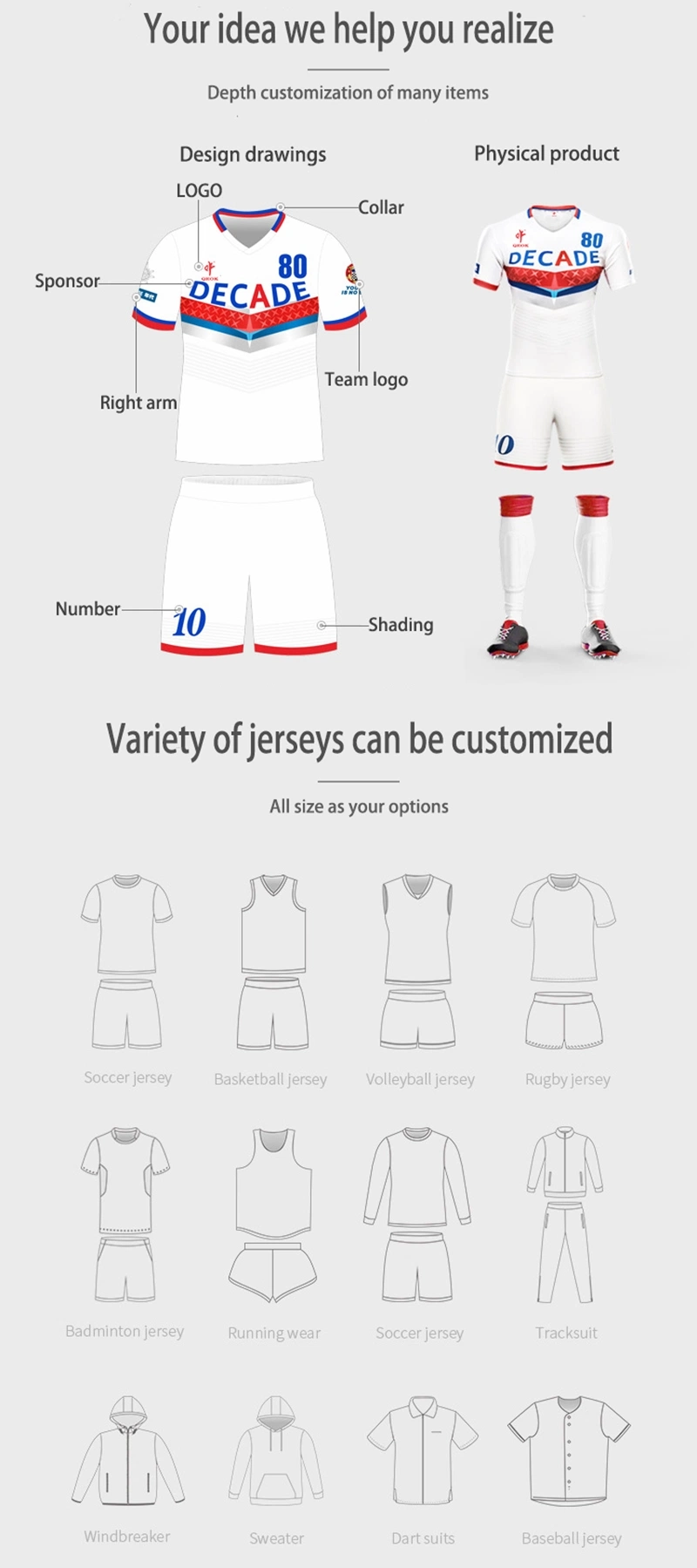 Latest Design Club Team Jerseys Wholesale Custom Logo Professional Sublimated Soccer Uniform