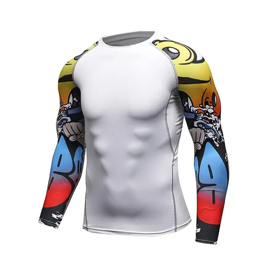 Hot Sale MMA Rush Guard Custom Made Simple Plain Blank Solid Color Bjj Rash Guard