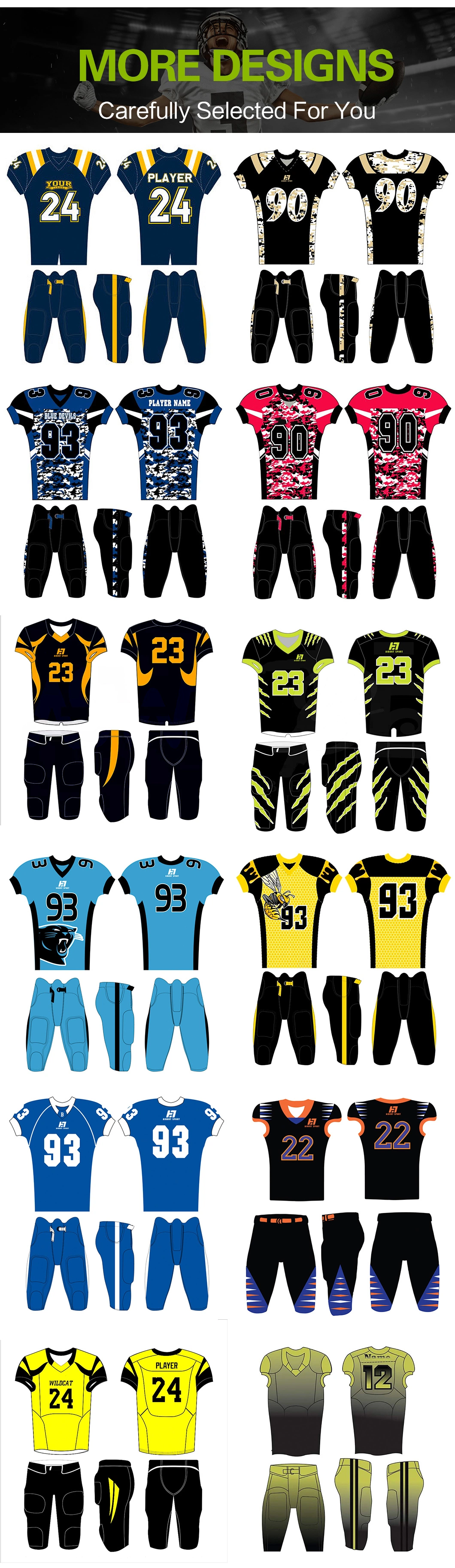 Aibort 2022 Custom Design American Football Uniform Set Sports Suit Men Sublimation Breathable Football Uniform