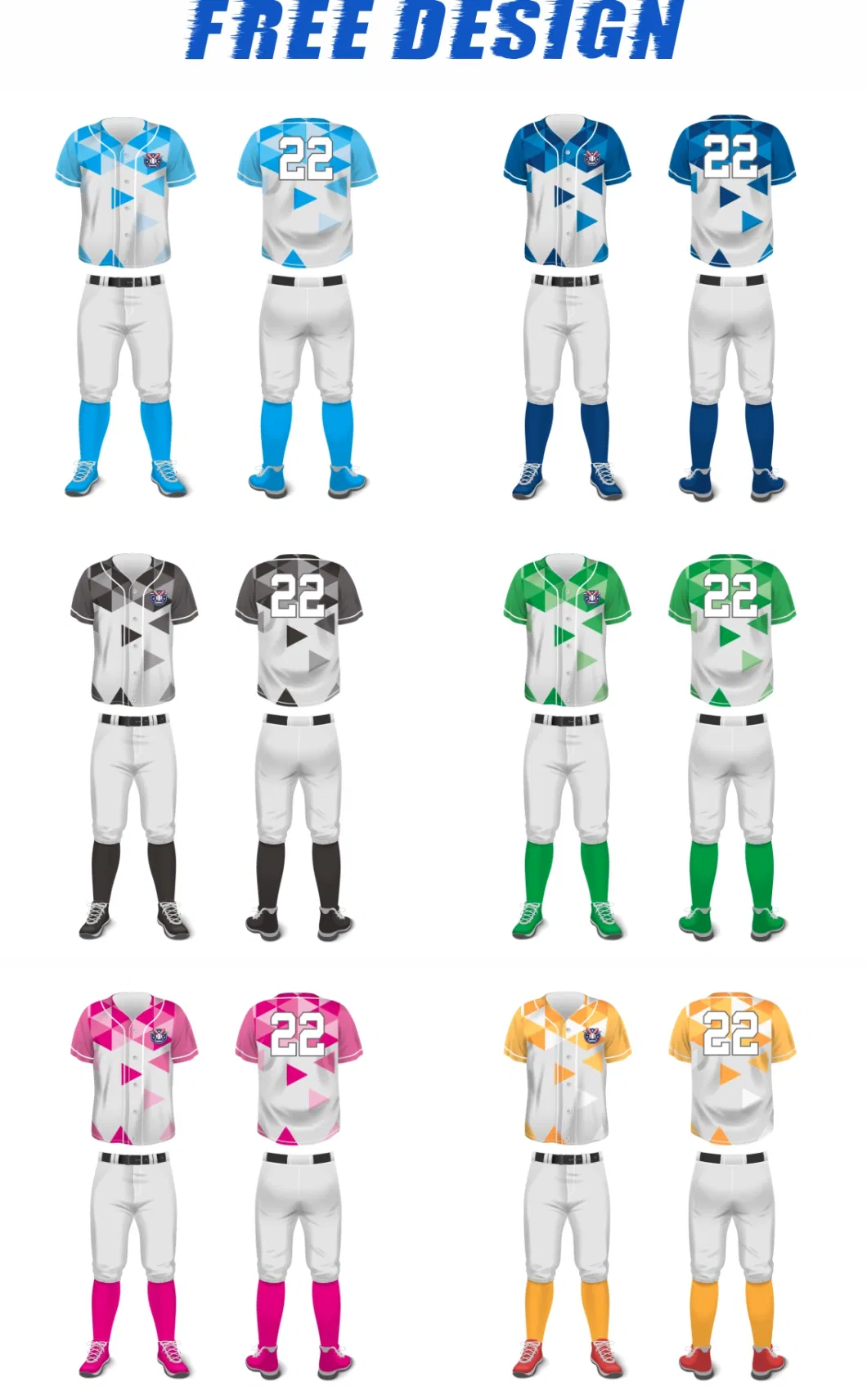 Wholesale Baseball Uniform 100% Polyester Softball Wear Shorts &amp; Tops