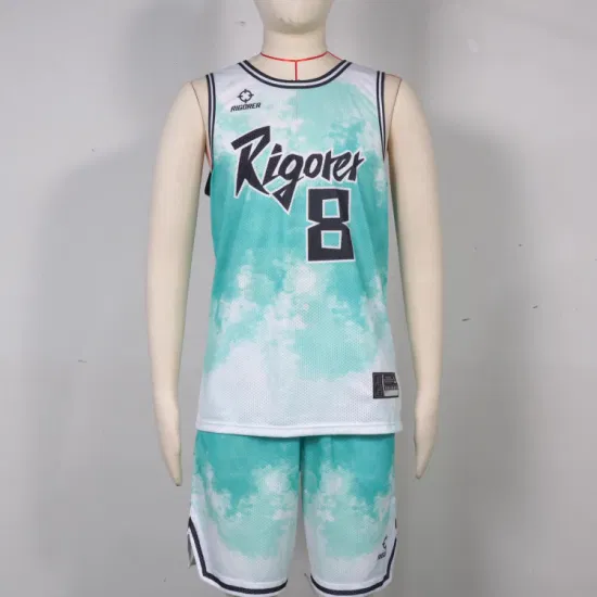 Rigorer Pure Color Basketball Jersey Sublimation Uniform Mesh Polyester Breathable Elastic Men′s