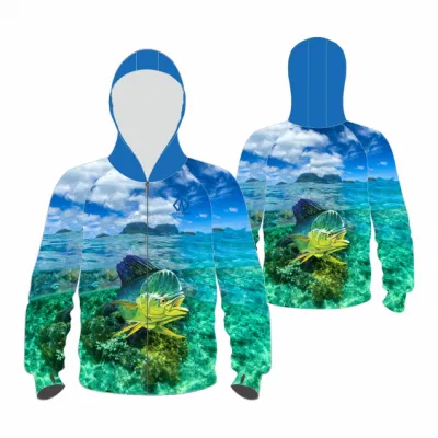 Custom UV Protection Sublimation Long Sleeve Sport Jersey Suit Fishing Jersey with Hood for Men Weomen